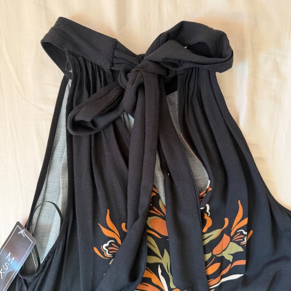NWT MSK Size Large Black A-line Maxi Dress with floral Design - Picture 8 of 10